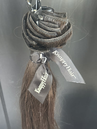Clearance: 16” THIN Knatural Straight Clip Ins, 9 Piece Set