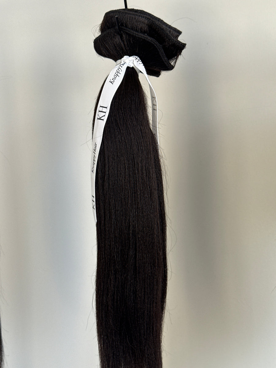 Clearance: 16” Knatural Straight Clip Ins 7 Piece Set