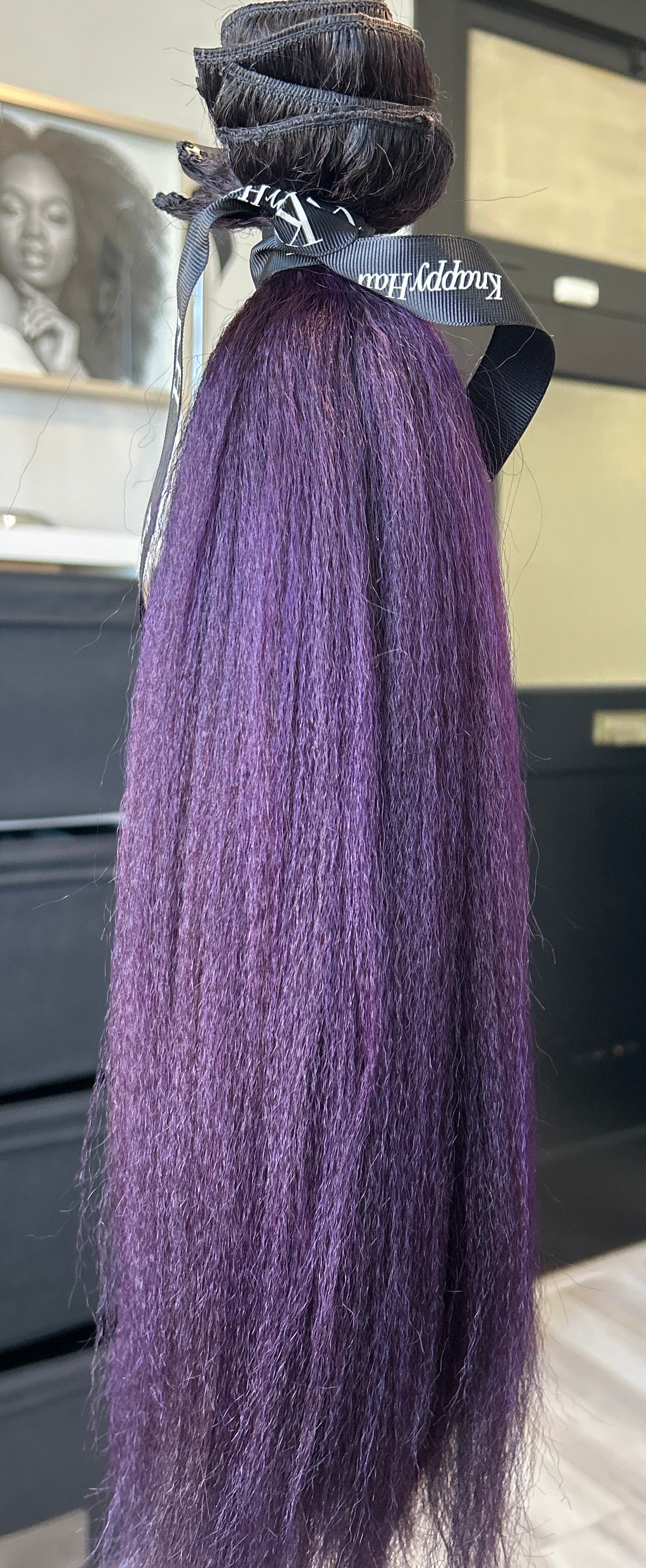 Clearance: 18" Knatural Coarse Clip Ins (Purple Highlights) - 6 PC