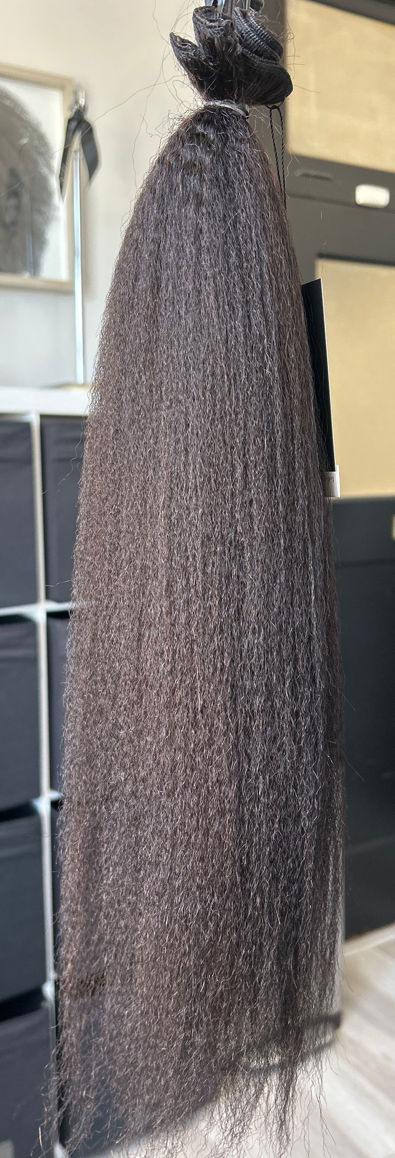 Clearance: 22" Kinky Coarse Weft with Clip In