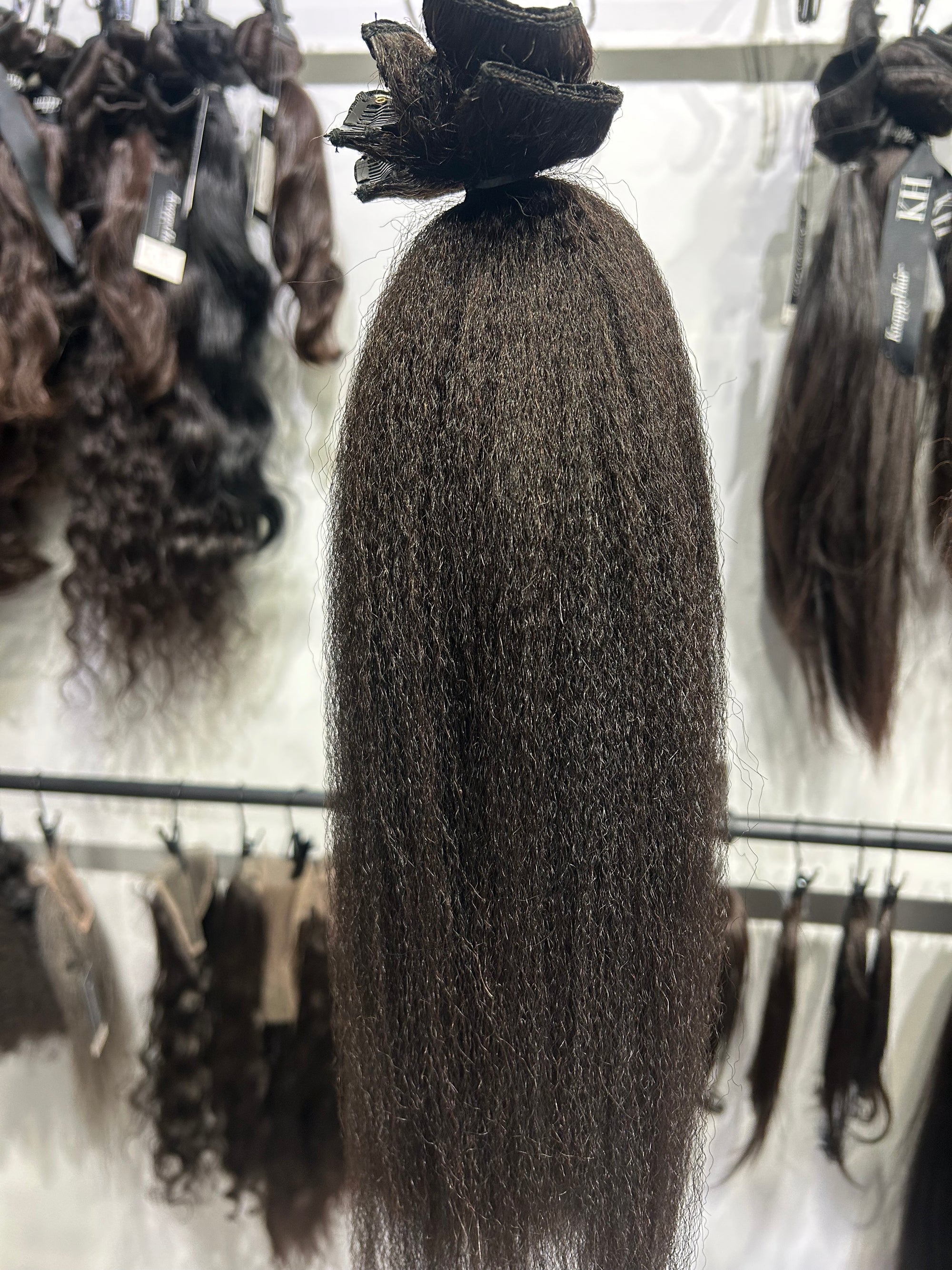 Clearance: 18" Kinky Coarse Clip-ins 5pc